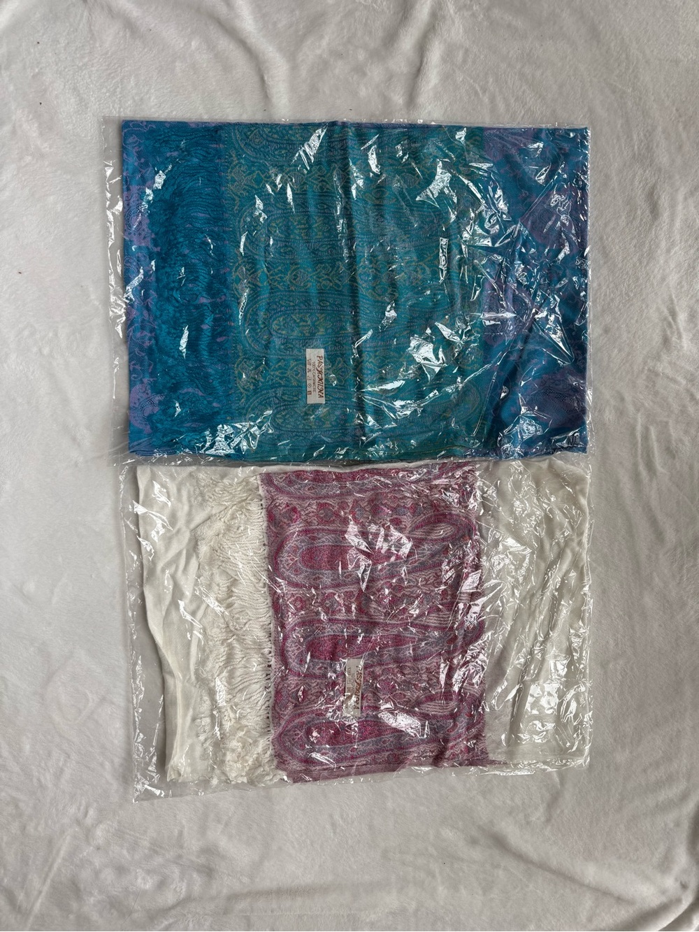 Set of 2 Pashmina & Cashmere Paisley Scarves Shawls New